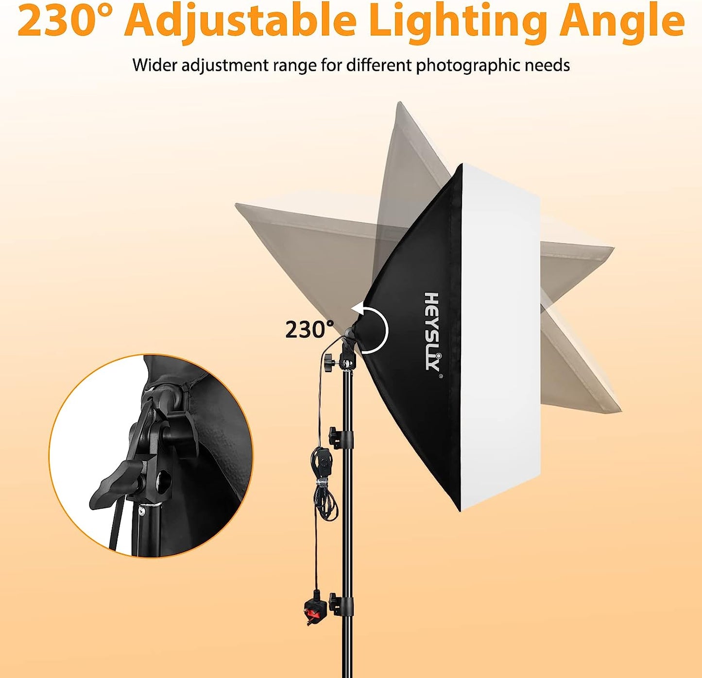 Heysliy Softbox Lighting Kit 50x70cm, Photography Lighting with 85W Bi-Color Dimmable LED Bulb, Studio Light for Fashion Portrait, Product Photography, Video Shooting, Live Stream