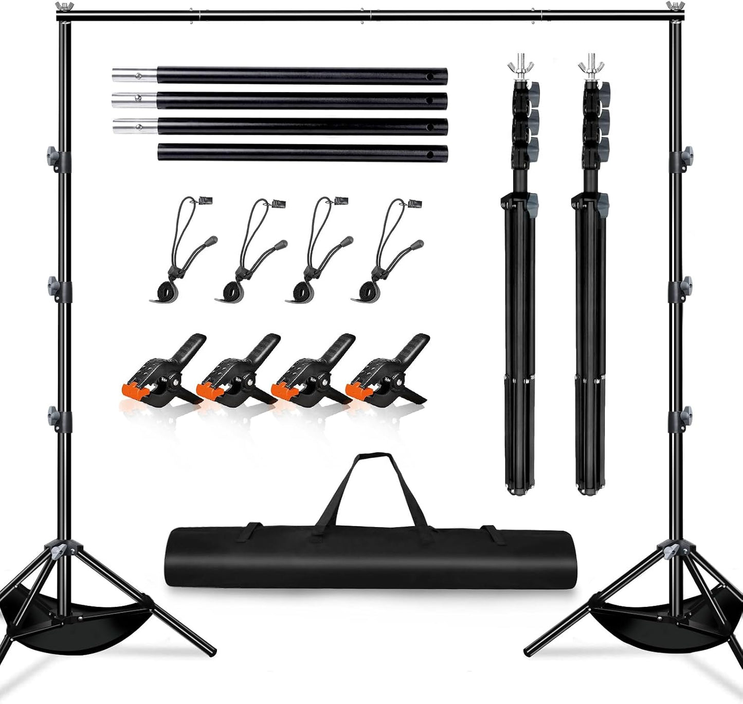 Heysliy Hintergrundständer-Set, Professioneller Fotohintergrund Ständer Verstellbar (1-3m Höhe/1.5-3m Breite) mit Tragetasche - Hintergrundsystem für Studio& Fotowand-Party | Kompatibel mit Backdrops