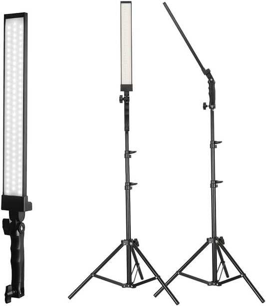 Heysliy LED video Light, Photography Studio Lighting with 360°Adjustable Angle 2M Adjustable Light Stand Dimmable Brightness for Youtube Video Filming