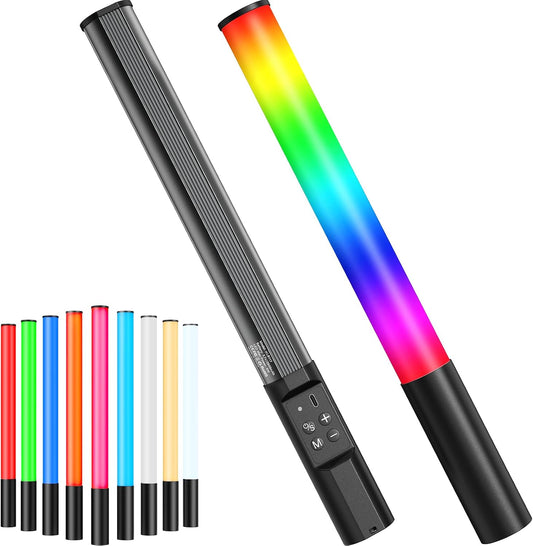 Heysliy Photography Light Wand, Heysliy RGB Handheld LED Video Light Stick 9 Colors 2600mAh Rechargeable 1000 Lumens Adjustable 2500K-9900K for Portraits, Studio Photography, Recording Streaming Light Painting