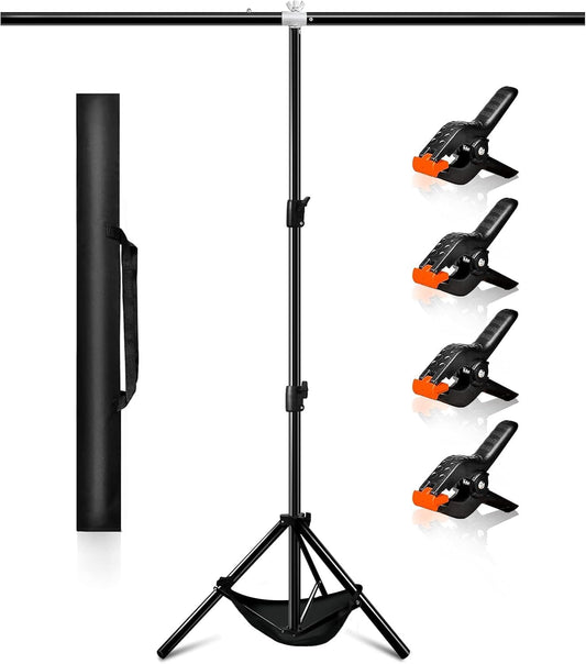 Backdrop Stand Kit 5 x 6.5 ft Green Screen Stand Height Adjustable Portable Small 2 x 2 M Background Stand for Streaming, Zoom, YouTube, Photography, Birthday Party, Tik Tok