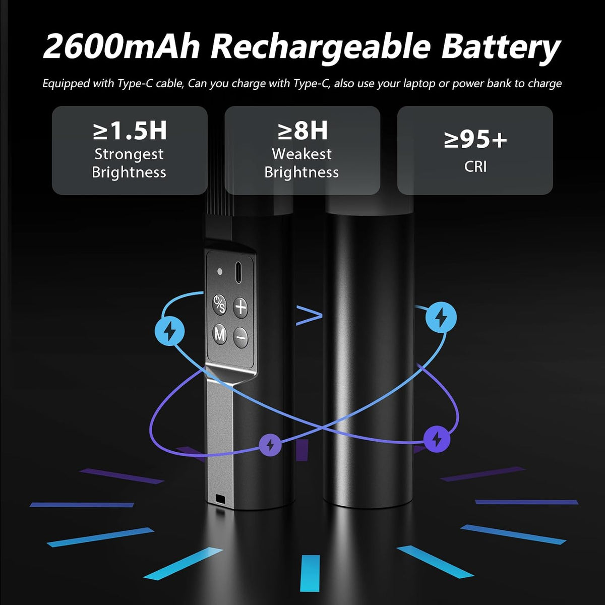 Heysliy Photography Light Wand, Heysliy RGB Handheld LED Video Light Stick 9 Colors 2600mAh Rechargeable 1000 Lumens Adjustable 2500K-9900K for Portraits, Studio Photography, Recording Streaming Light Painting