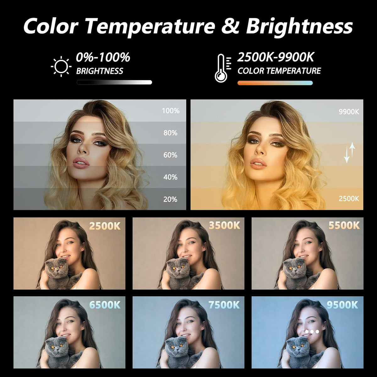 Heysliy Photography Light Wand, Heysliy RGB Handheld LED Video Light Stick 9 Colors 2600mAh Rechargeable 1000 Lumens Adjustable 2500K-9900K for Portraits, Studio Photography, Recording Streaming Light Painting
