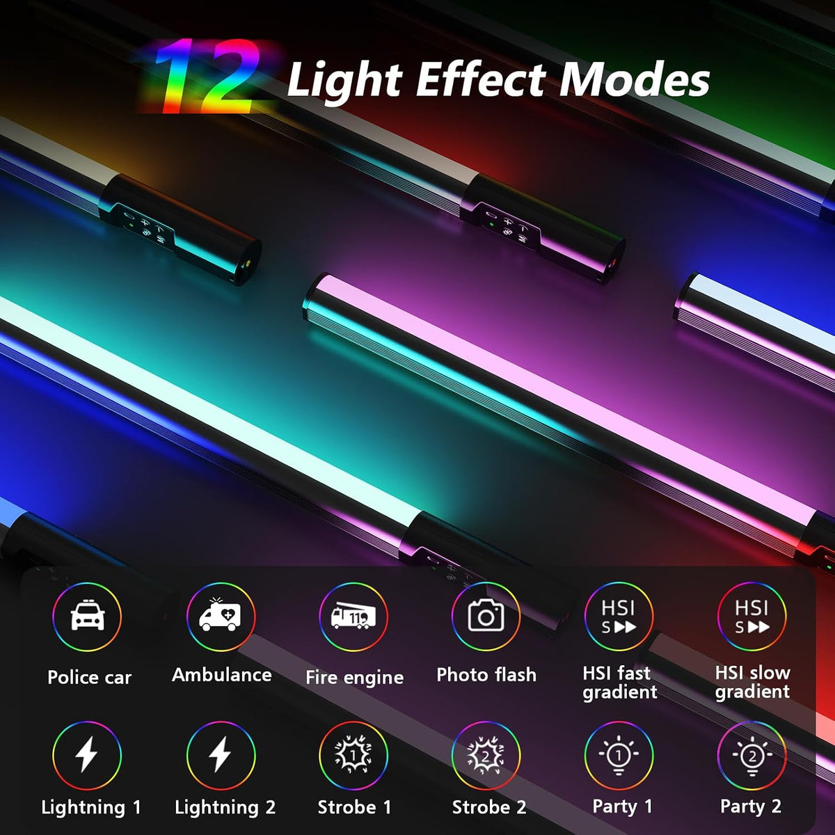 Heysliy Photography Light Wand, Heysliy RGB Handheld LED Video Light Stick 9 Colors 2600mAh Rechargeable 1000 Lumens Adjustable 2500K-9900K for Portraits, Studio Photography, Recording Streaming Light Painting