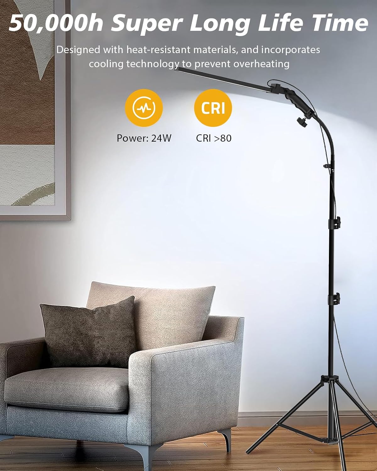 Heysliy Photography Studio LED Lighting Kit with Light Stand Bag Soft Tube, 180°Adjustable Angle 2M Adjustable Light Stand for Beauty, Eyebrow, Makeup, Portrait, Product Photography Fill Light
