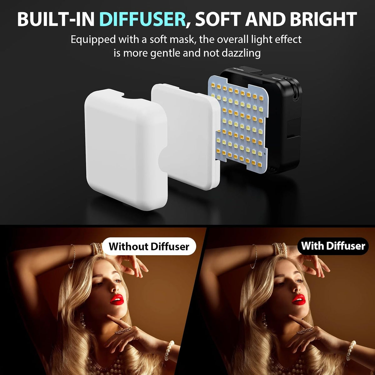 Heysliy Magnetic RGB Video Light -Portable LED Camera Light 360° Full Color Photography Light with 3 Cold Shoe, Tripod & Phone Clip, 2000mAh, 2500K-9000K CRI95+, 20 Effects for Vlogging & Streaming