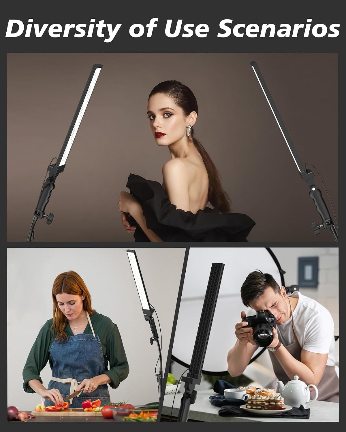 Heysliy Photography Studio LED Lighting Kit with Light Stand Bag Soft Tube, 180°Adjustable Angle 2M Adjustable Light Stand for Beauty, Eyebrow, Makeup, Portrait, Product Photography Fill Light