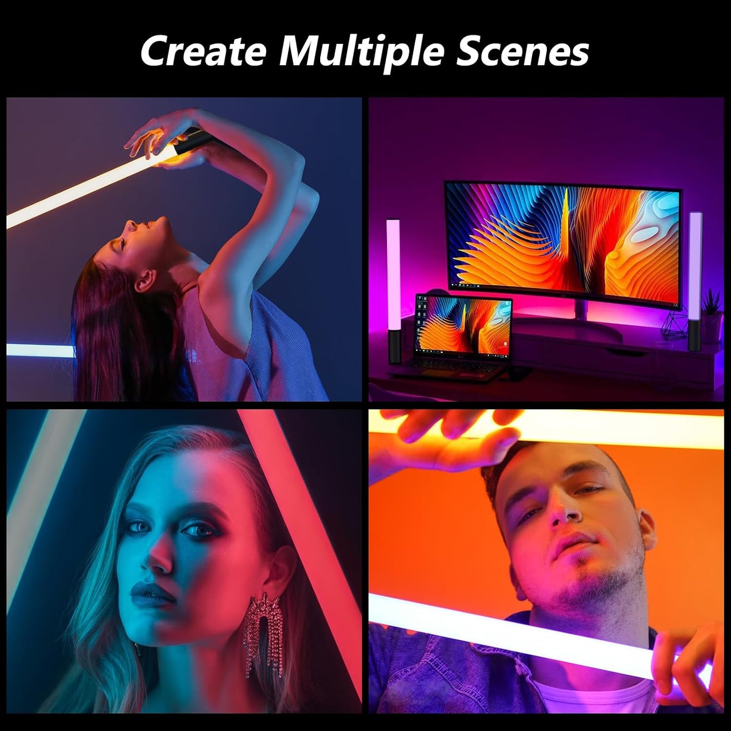 Heysliy RGB LED Video Light Stick, Handheld Light Wand Photography 36000+ Colors 360° Full RGB HSI & 2500-9900K CCT & 24 Effects, 2600mAh Battery, Video Tube Lighting Stick for Studio Photography Streaming