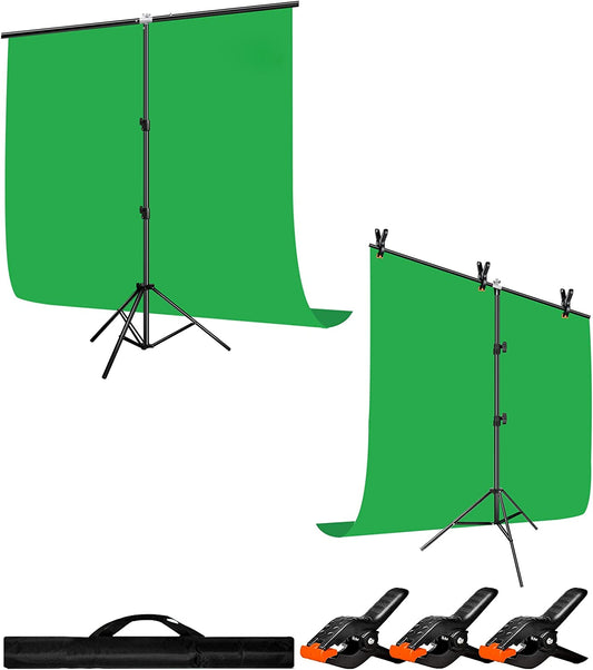 Heysliy 2 pcs Green Screen Backdrop with 6.5 X 6.5 FT 2 T Stands