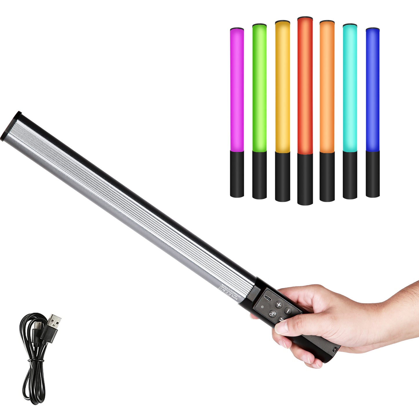 Heysliy RGB LED Light Bar, Handheld LED Video Light for Photography with Built-in Rechargeable Battery, Studio Light Stick with Adjustable Brightness 2500K-9000K Dimmable 9 Colours 12 Lighting Effects