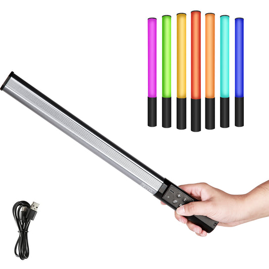 Heysliy RGB LED Light Bar, Handheld LED Video Light for Photography with Built-in Rechargeable Battery, Studio Light Stick with Adjustable Brightness 2500K-9000K Dimmable 9 Colours 12 Lighting Effects