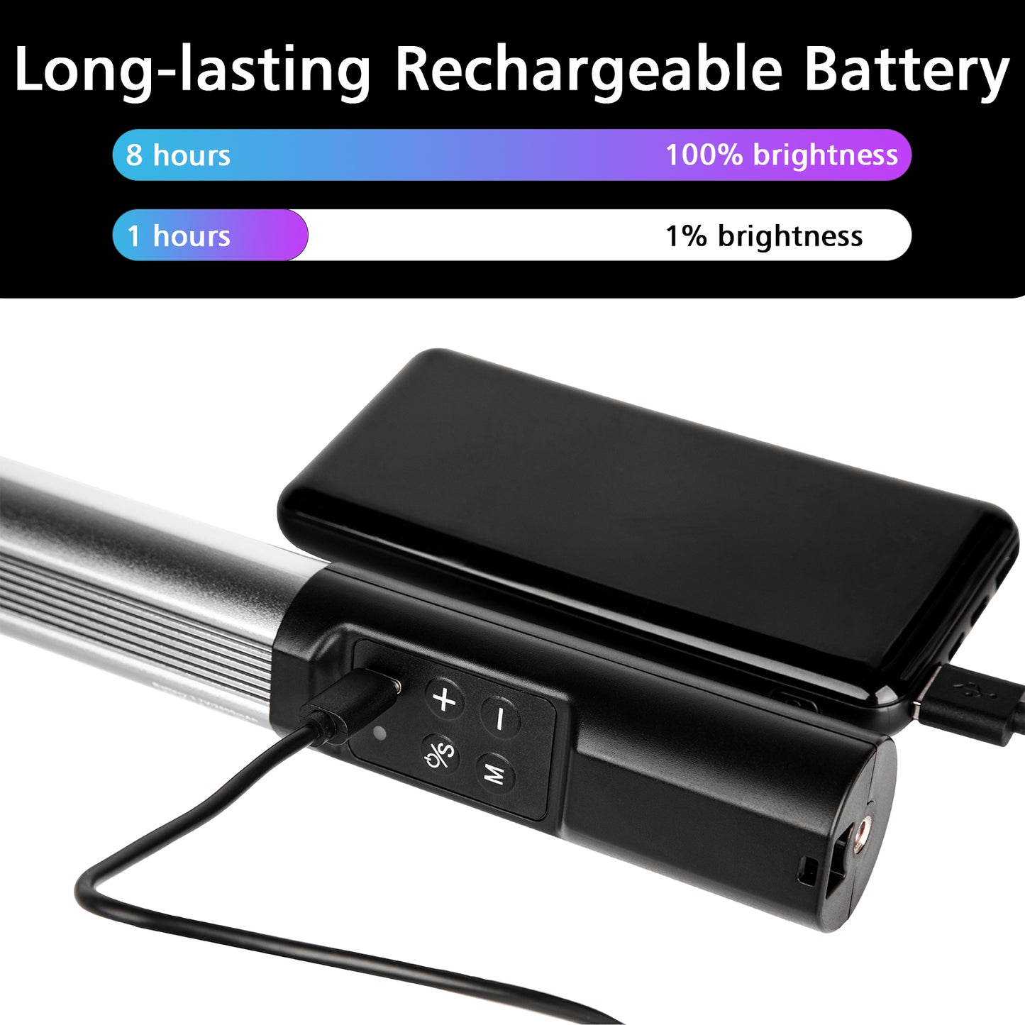 Heysliy RGB LED Light Bar, Handheld LED Video Light for Photography with Built-in Rechargeable Battery, Studio Light Stick with Adjustable Brightness 2500K-9000K Dimmable 9 Colours 12 Lighting Effects