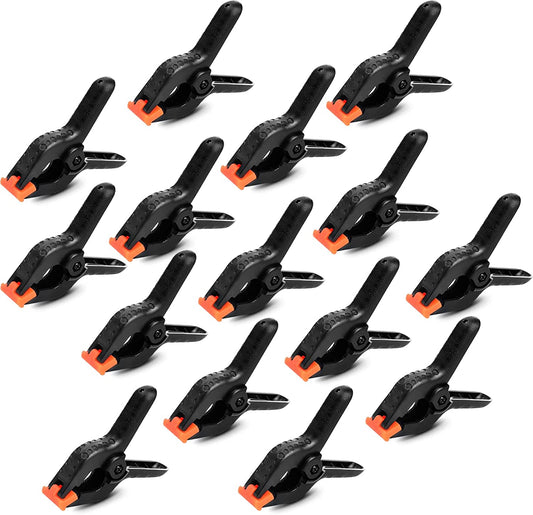 Heysliy Heavy Duty Backdrop Clips, 4.5 Inch/ 11.7cm Spring Clamps 15 Pack, Extra Strength Plastic Clamps for Photo Studio, Backdrops, Wood Working Projects, Home Improvement