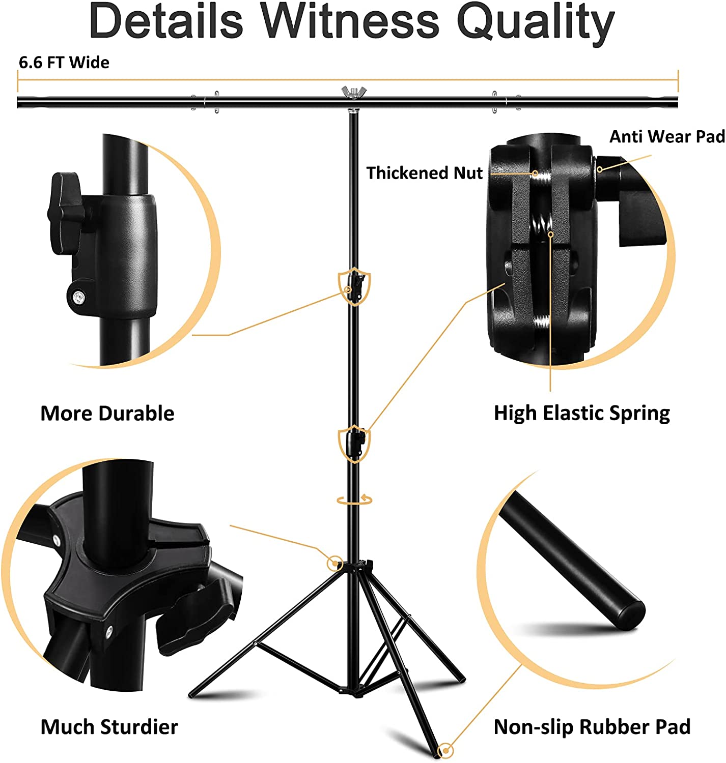 Heysliy 5 X 6.5 FT Photography Backdrop Kit with Stand, White Backdrop &Black Backdrops for photography, Portable Green Screen Background with 6.6 X 6.6ft Adjutable Stand for Streaming, YouTube