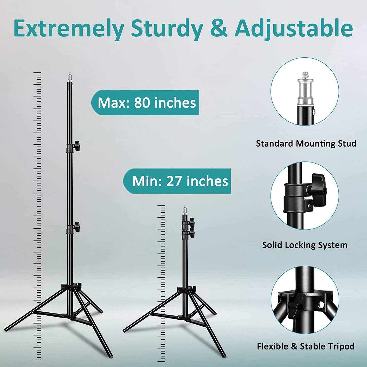 Heysliy Softbox Lighting Kit 2x50x70cm, Photography Lighting with 150W 5500K Daylight Bulb & E27 Socket, Studio Light for Fashion Portrait, Product Photography, Video Shooting, Live Stream