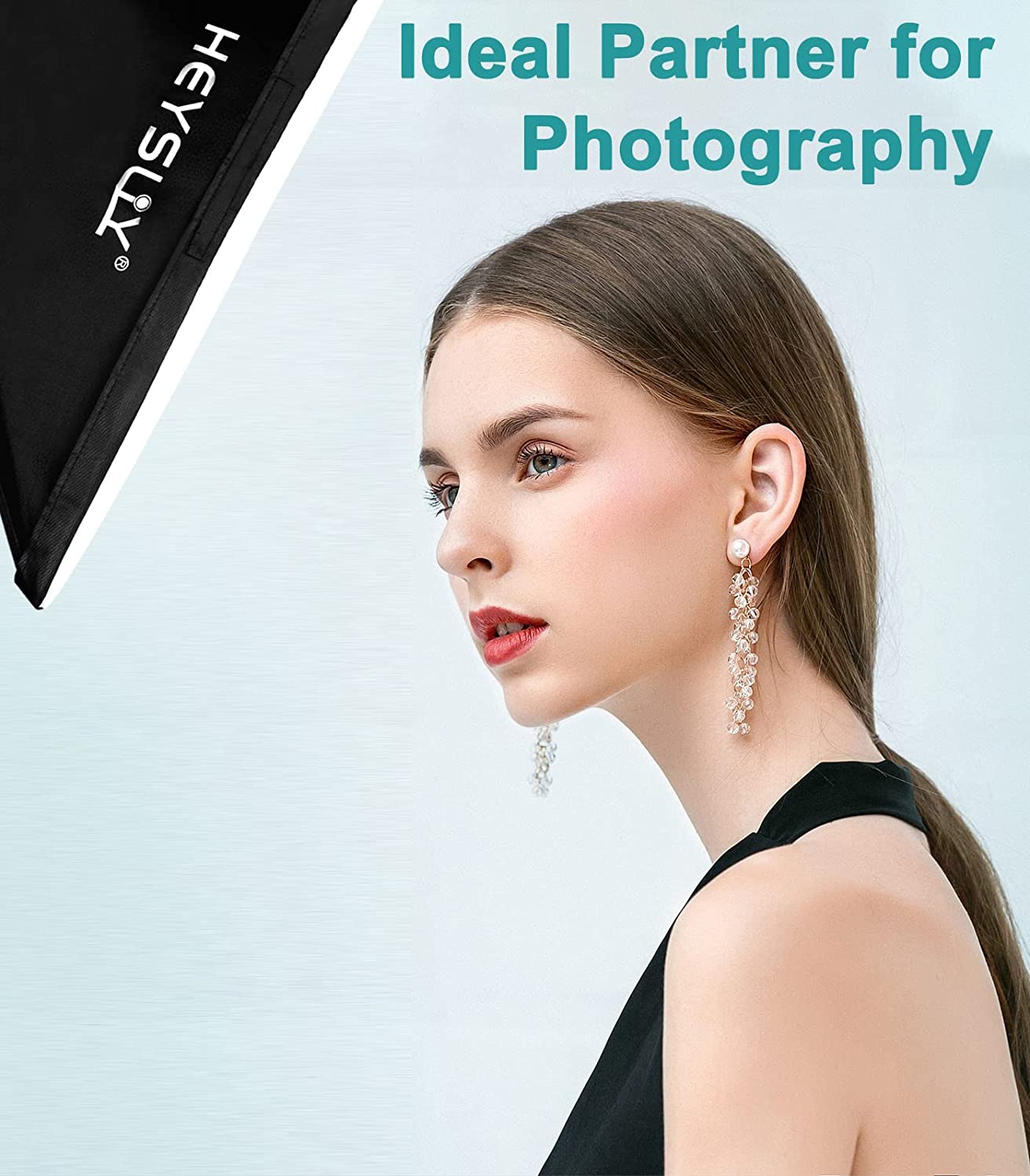 Heysliy Softbox Lighting Kit 2x50x70cm, Photography Lighting with 150W 5500K Daylight Bulb & E27 Socket, Studio Light for Fashion Portrait, Product Photography, Video Shooting, Live Stream