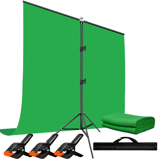 Heysliy Green Screen Backdrop with Stand Kit, 6.5 X 6.5 Ft Portable Green Screen Stand with 5 X 6.5 Ft Greenscreen for Streaming,Video Gaming,Zoom